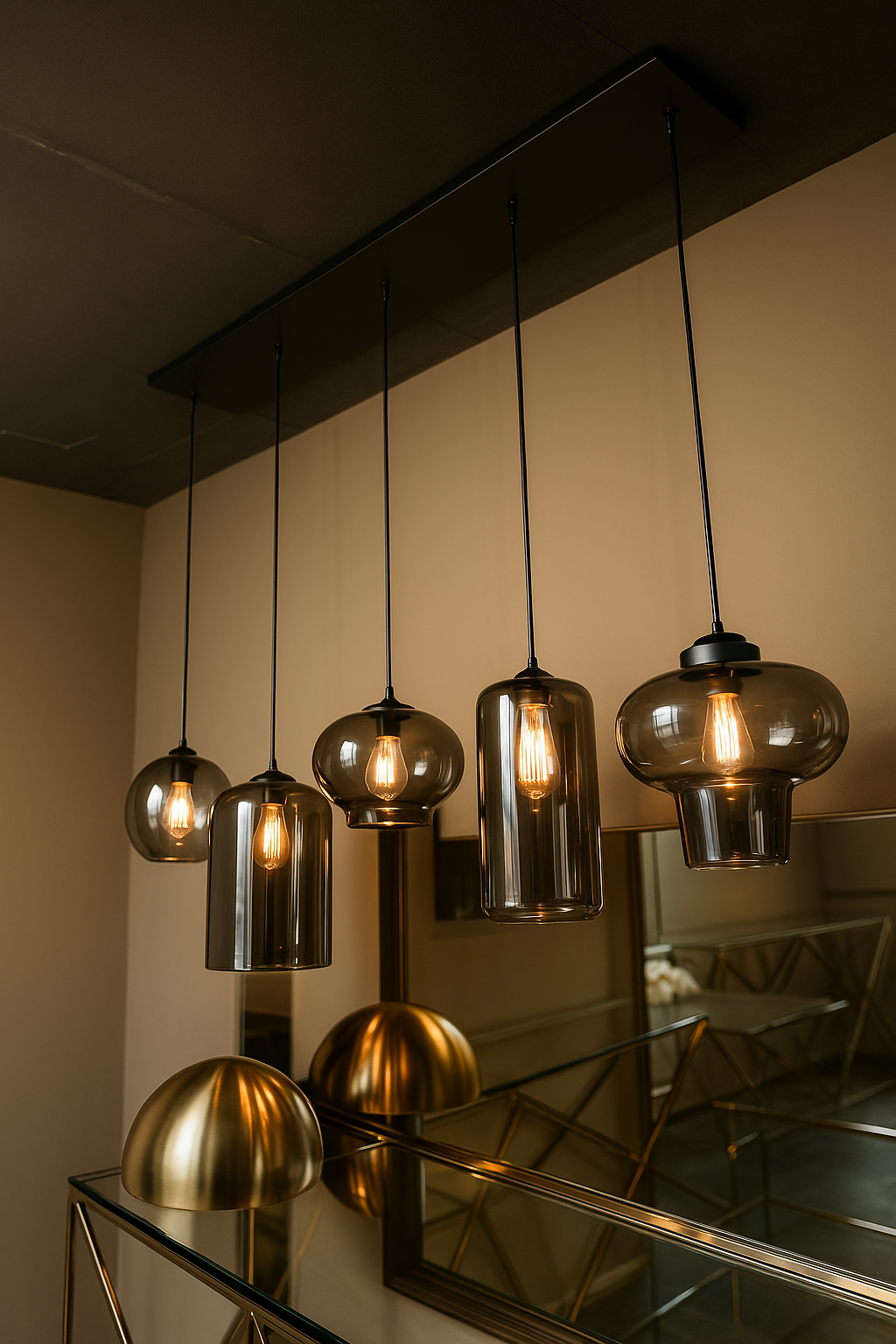 Ava Hanglamp Smoke Glas 5-Licht Mix